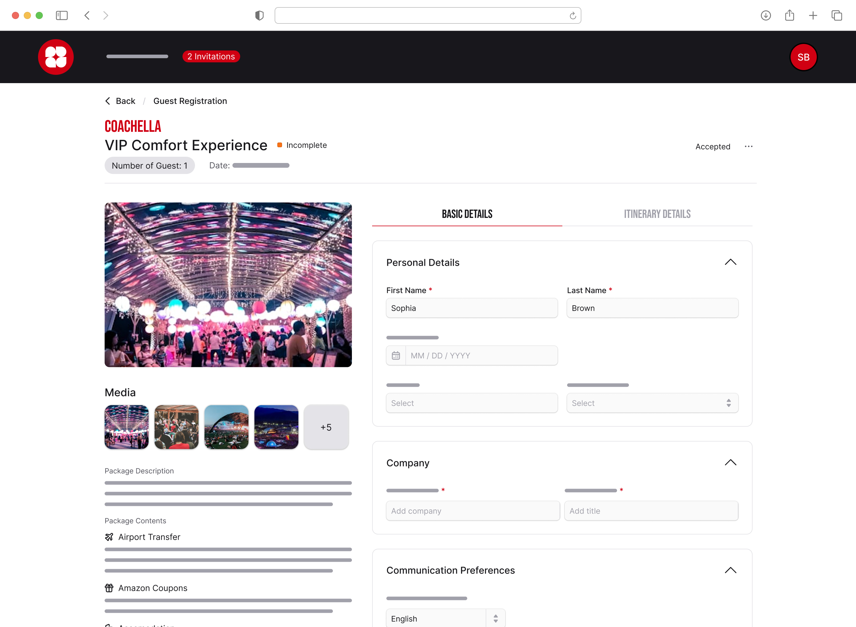 Sample image of HostedSeats guest portal